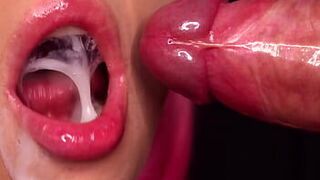 Потрясающий грязный минет крупным планом - глотание спермы - порно видео