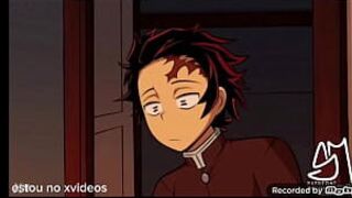 Незуко и Танджиро трахнули в задницу - порно видео